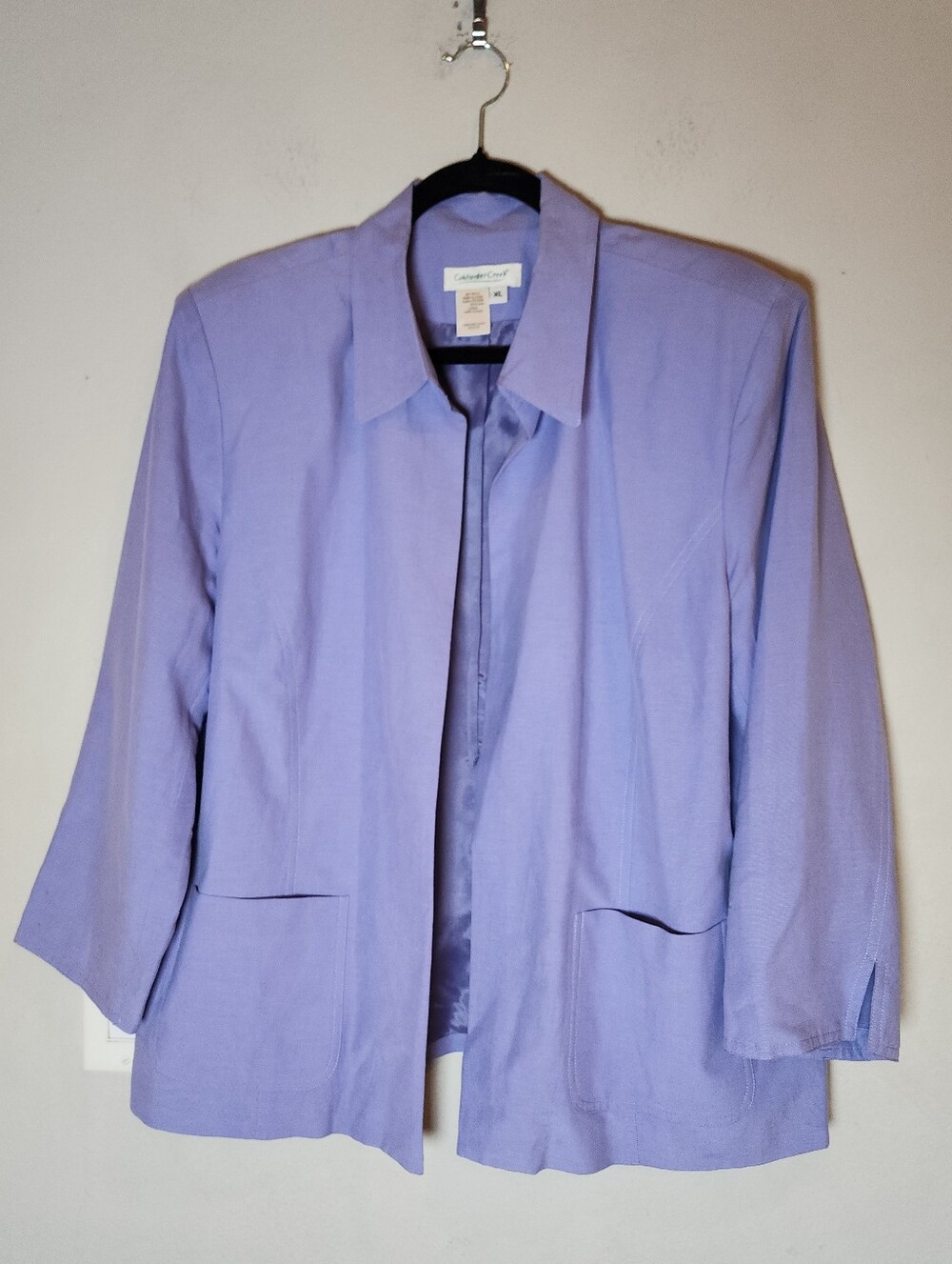Coldwater Creek Linen Silk Blend Purple Open Front Jacket Women's Size XL